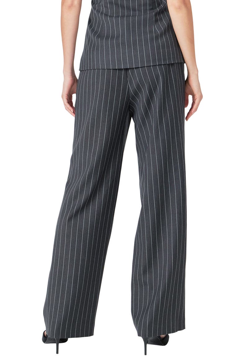 Pinstripe High Waist Trousers, Alternate, color, CHARCOAL