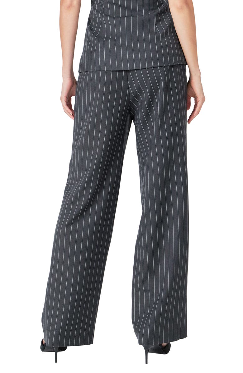 Endless Rose Pinstripe High Waist Trousers, Alternate, color, Charcoal