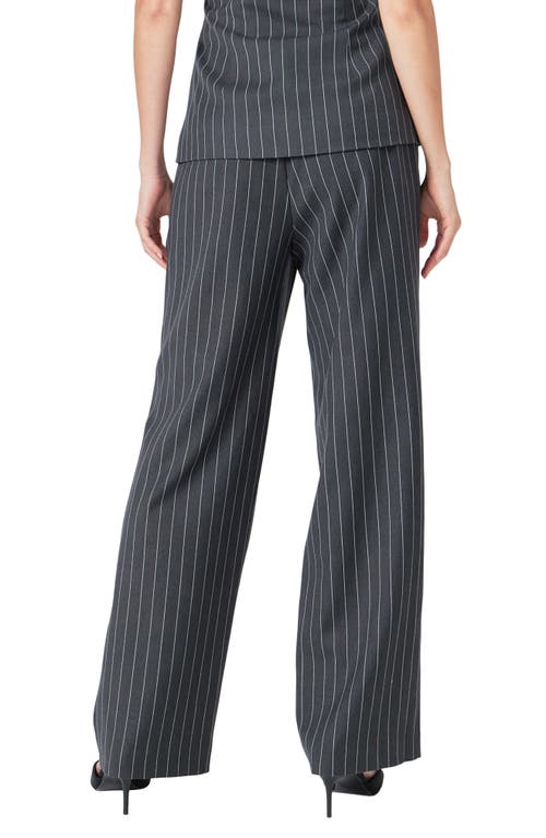 Shop Endless Rose Pinstripe High Waist Trousers In Charcoal