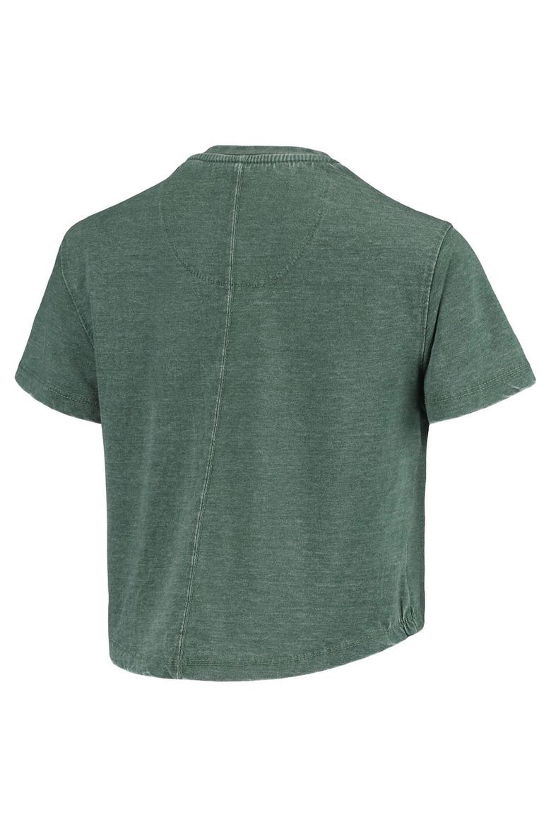 Women's Pressbox Green Michigan State Spartans Edith Vintage Burnout Crop T-Shirt, Alternate, color, Green
