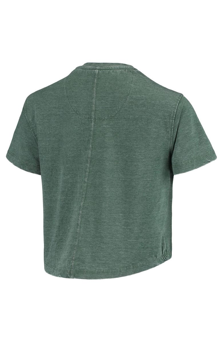 PRESSBOX Women's Pressbox Green Michigan State Spartans Edith Vintage Burnout Crop T-Shirt, Alternate, color, Green