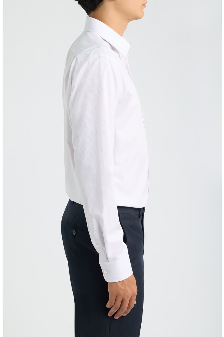 Trim Fit Pinstripe Premium Non-Iron Cotton Dress Shirt, Alternate, color, LILAC EMILIO DOBBY