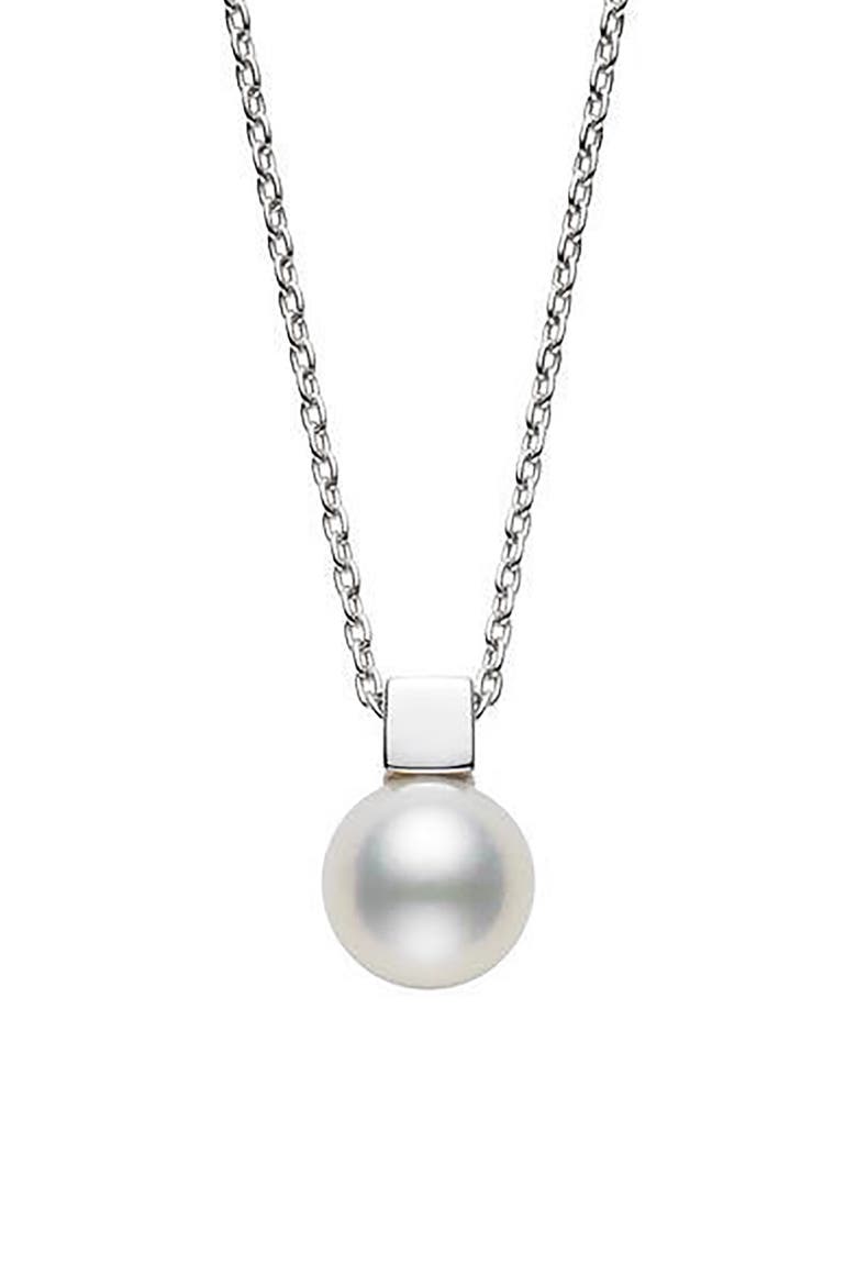 Classic Cultured Pearl Pendant Necklace, Main, color, WHITE GOLD