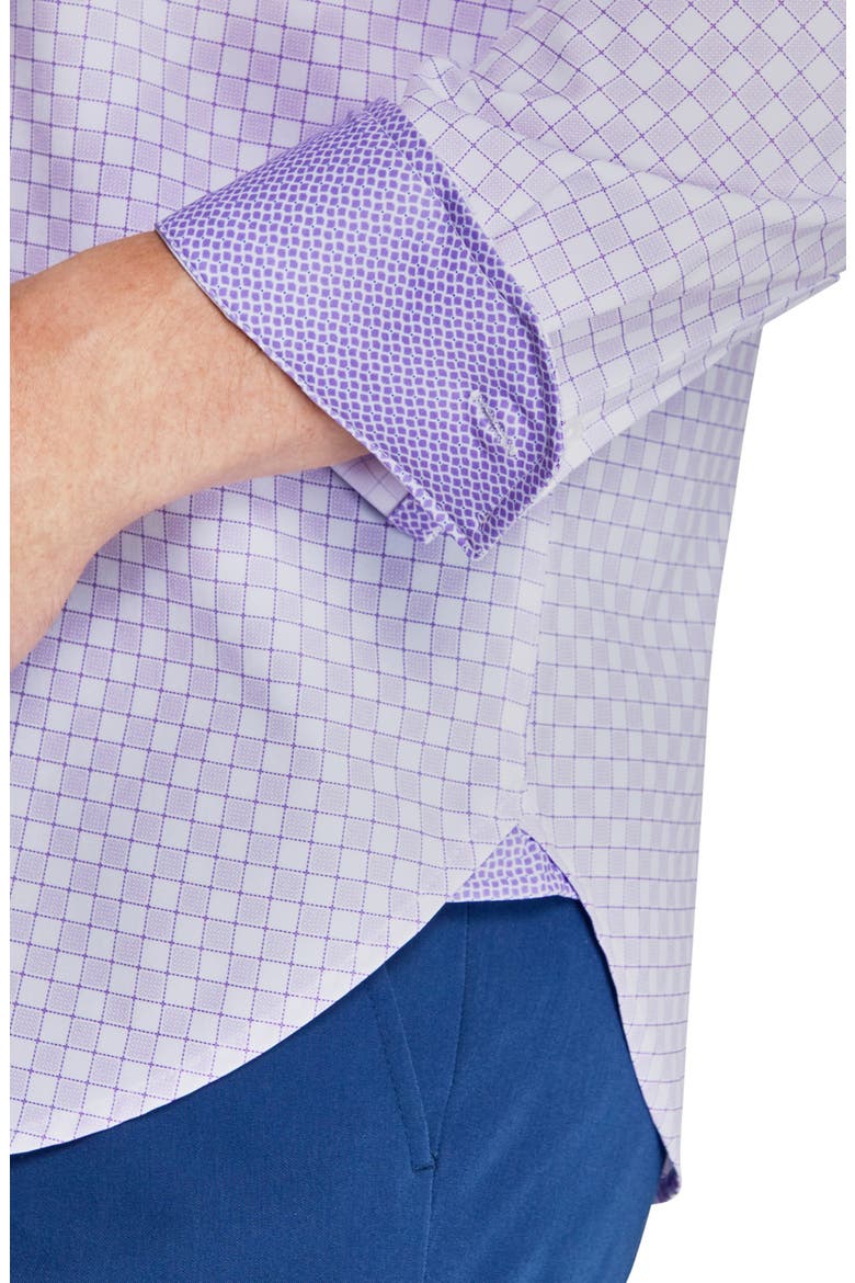 Slim Fit Checker Print Performance Dress Shirt, Alternate, color, WHITE/ PURPLE