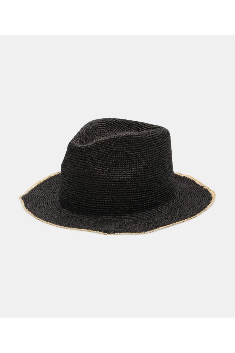 Laurel Packable Straw Hat, Main, color, BLACK