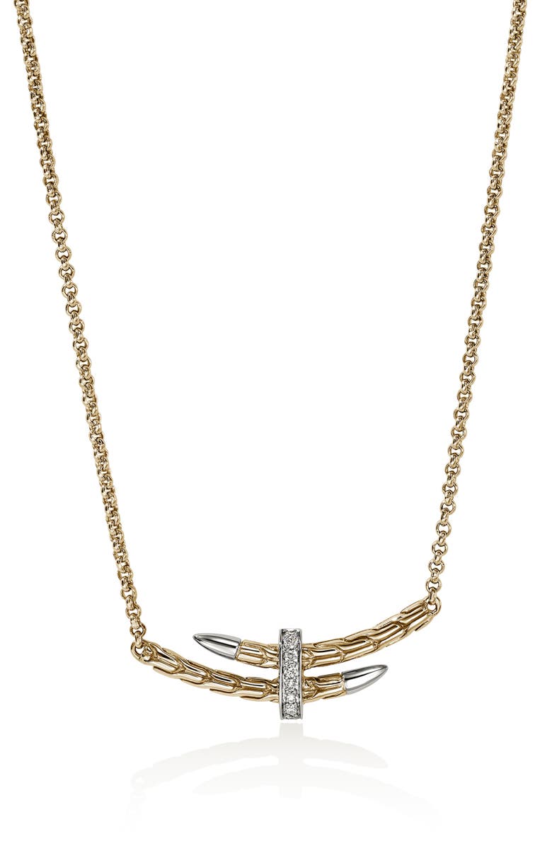 John Hardy SPEAR STATION NECKLACE GOLD, Main, color, Silver And Gold