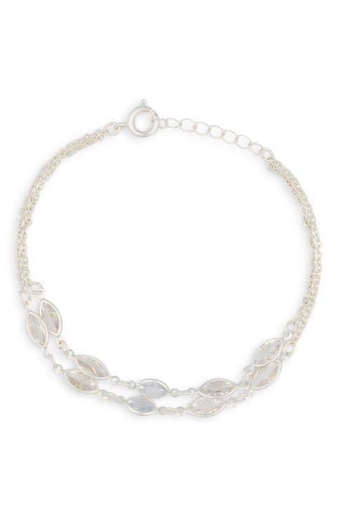 Marquise Cubic Zirconia Station Layered Bracelet