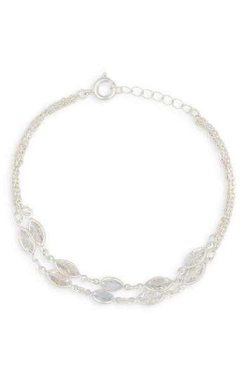 Nordstrom Rack Marquise Cubic Zirconia Station Layered Bracelet In Silver