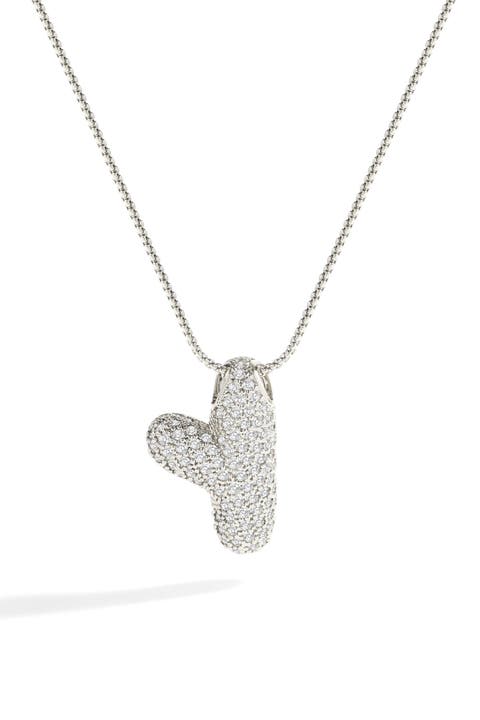 Pave Bubble Initial Necklace