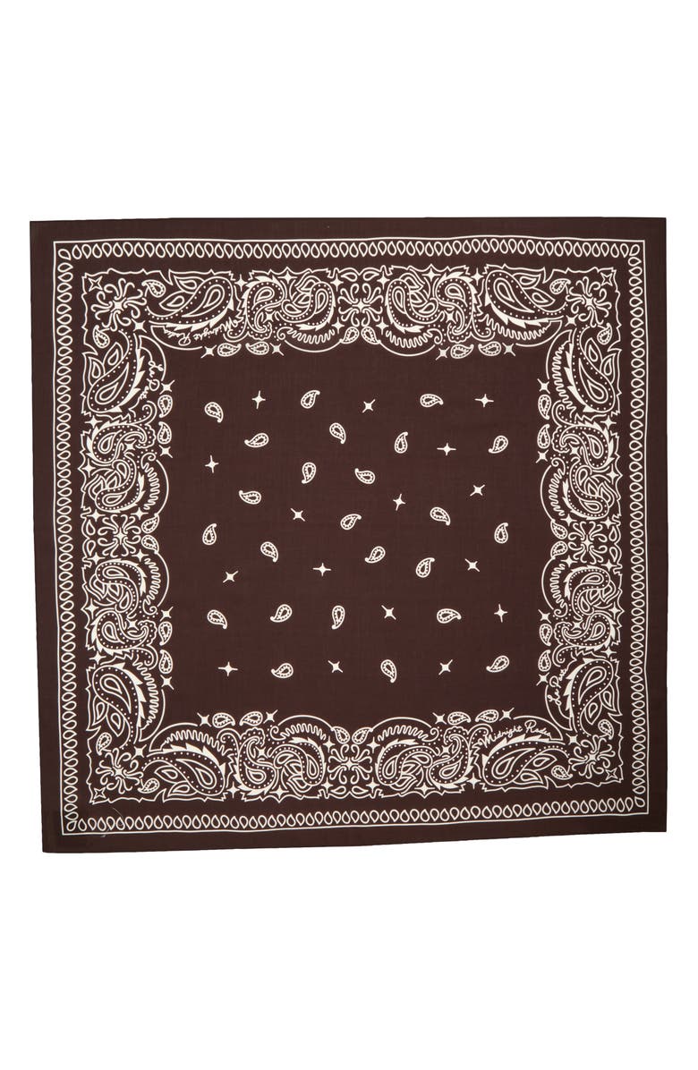 MIDNIGHT RODEO x La Porte Paisley Print Square Scarf, Alternate, color, Brown Bandana Print