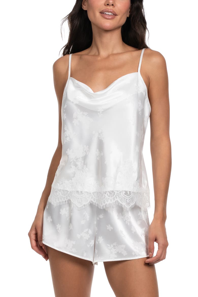 Shane Satin Jacquard Short Pajamas, Main, color, IVORY