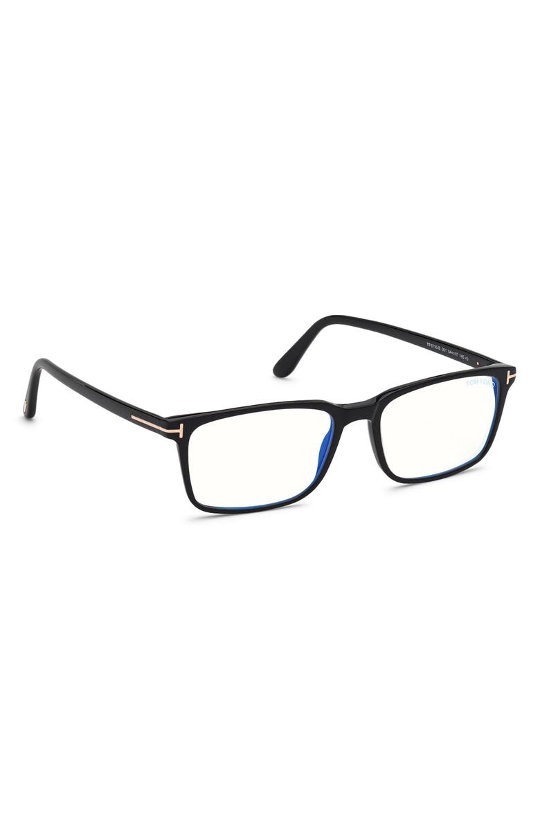 TOM FORD 56mm Rectangular Blue Light Blocking Optical Glasses, Alternate, color,