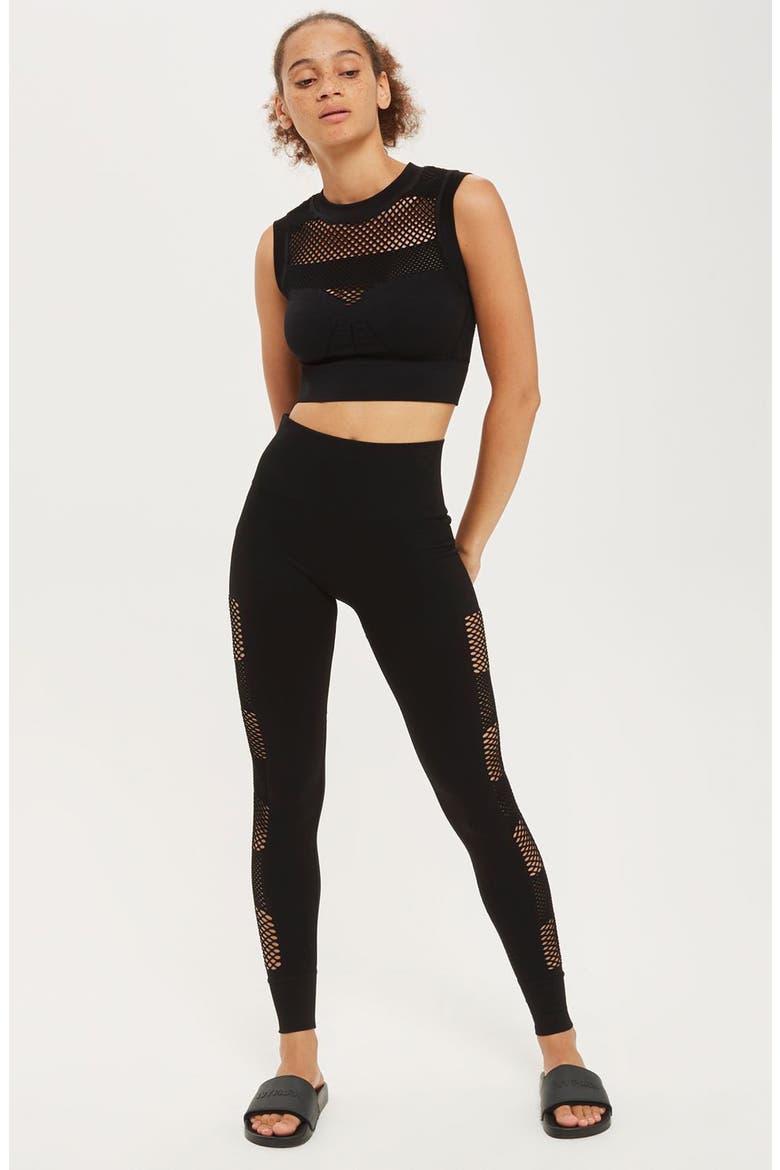 Net Crop Top, Alternate, color, BLACK