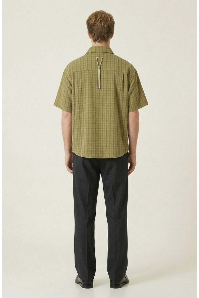 Plaid Short Sleeve Shirt, Alternate, color, Olive Green