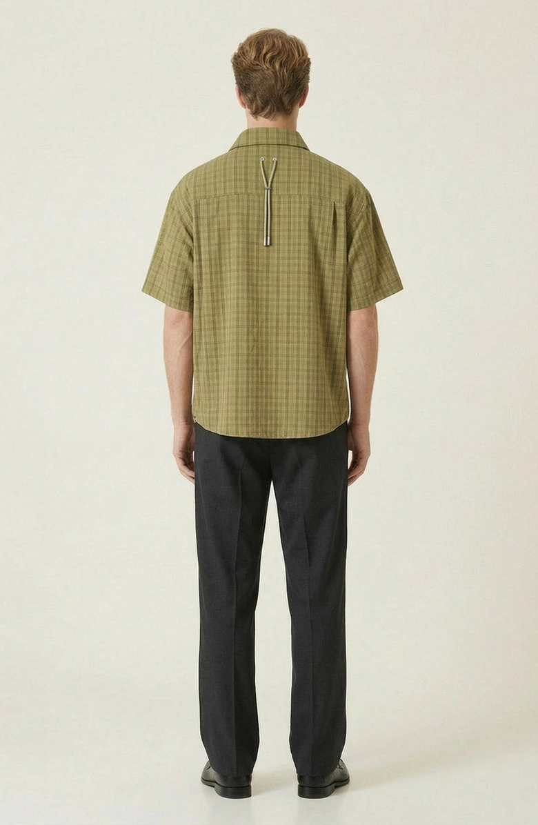 Modenaire Plaid Short Sleeve Shirt, Alternate, color, Olive Green