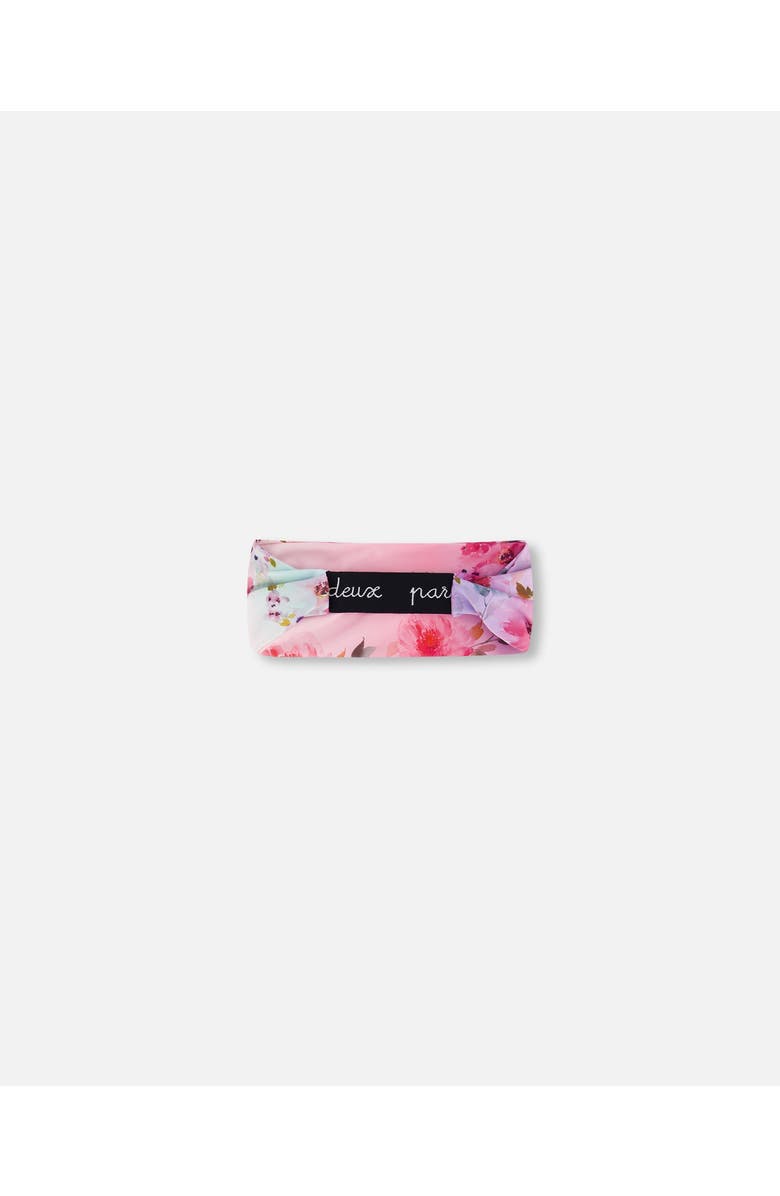 Deux par Deux Girl's Athletic Headband Gradient Pink Printed Big Flowers, Alternate, color,
