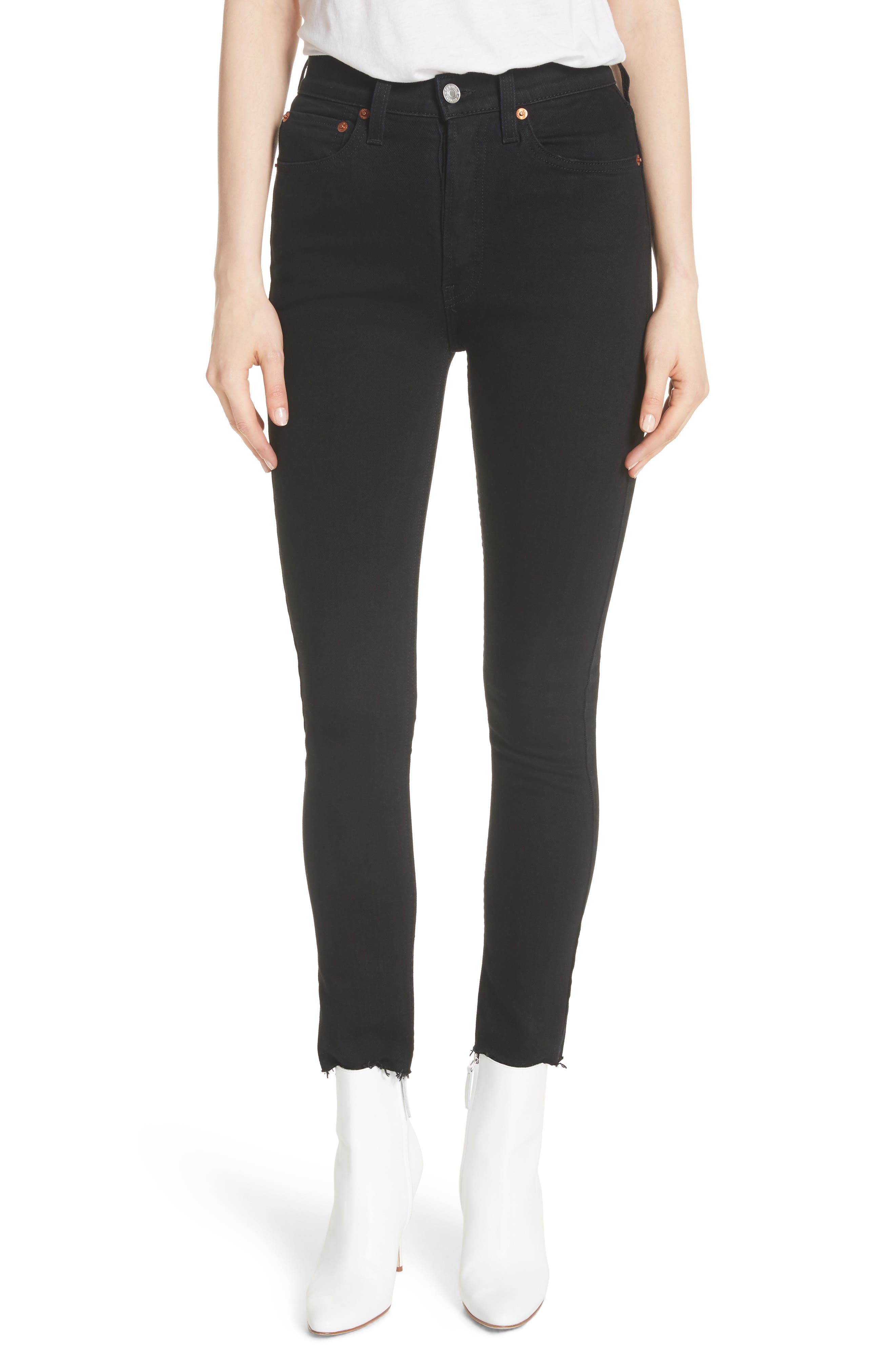 High Waist Stretch Ankle Jeans