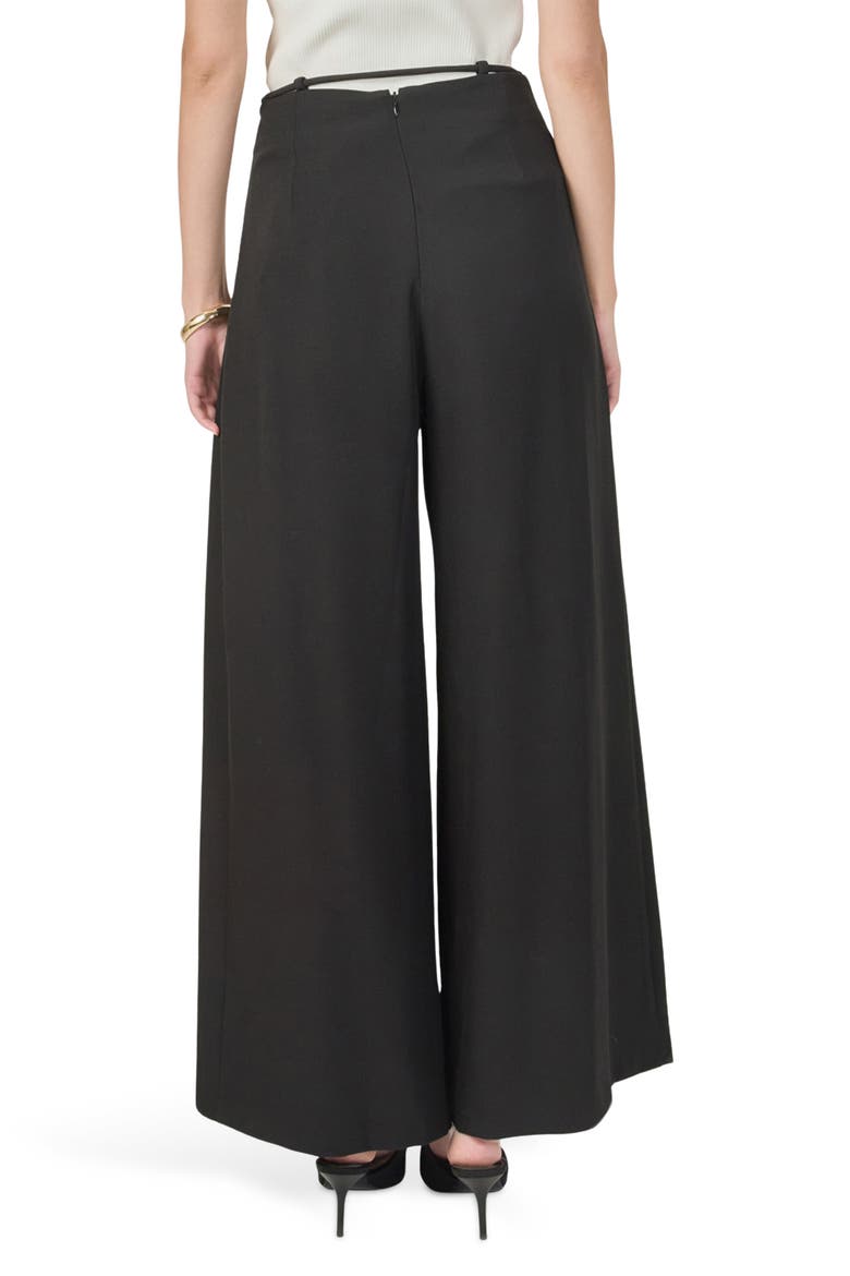 Pleated High Waist Wide Leg Pants, Alternate, color, BLACK