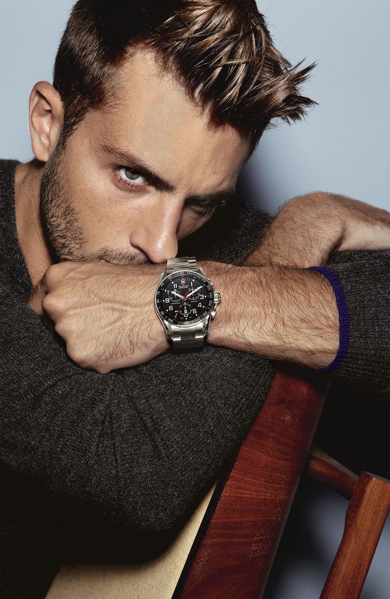 Victorinox Swiss Army<sup>®</sup> 'Chrono Classic XLS' Stainless Steel Bracelet Watch, 45mm, Alternate, color,