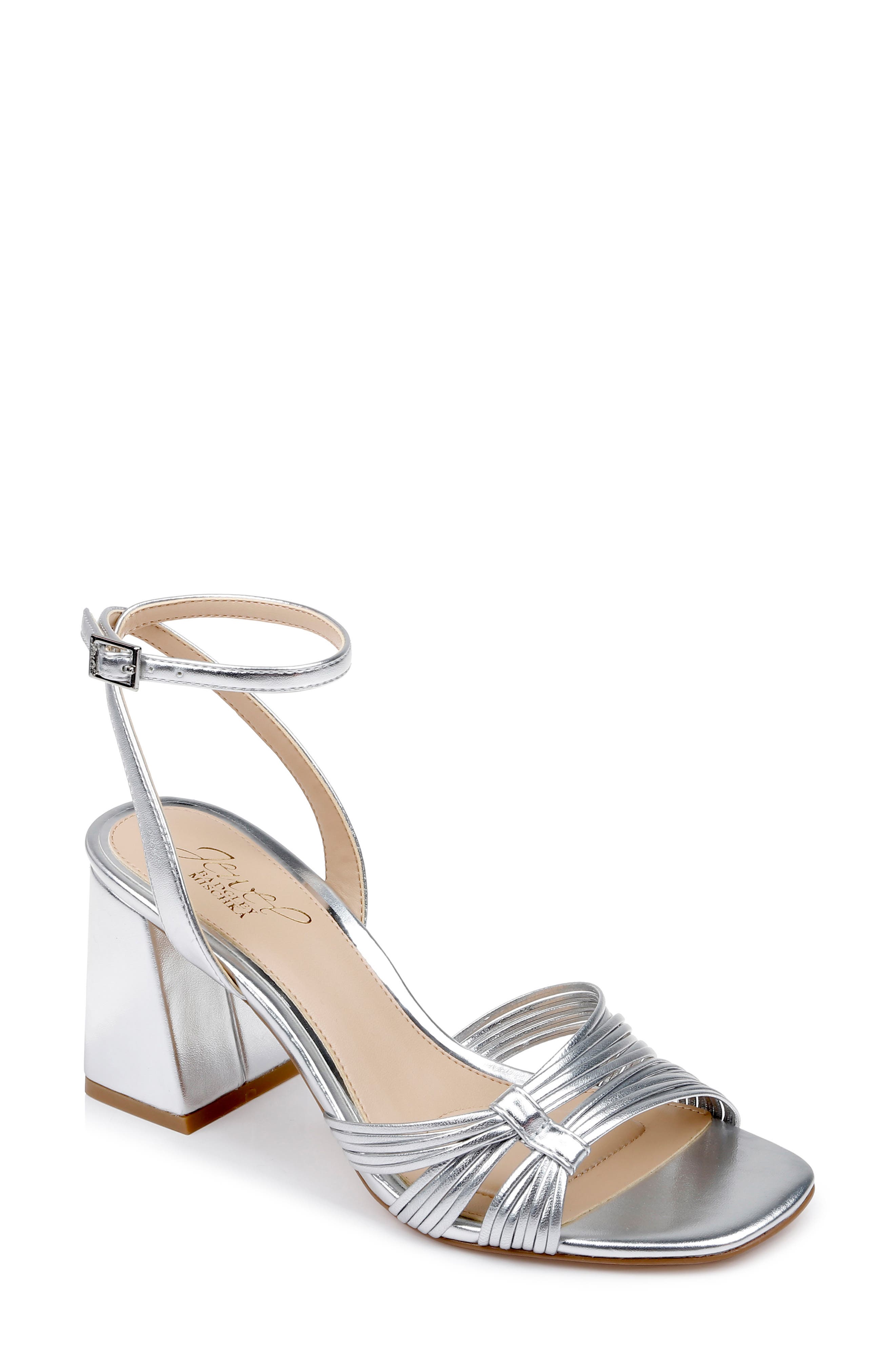 Jewel Badgley Mischka Michelle Ankle Strap Sandal, Main, color, Silver