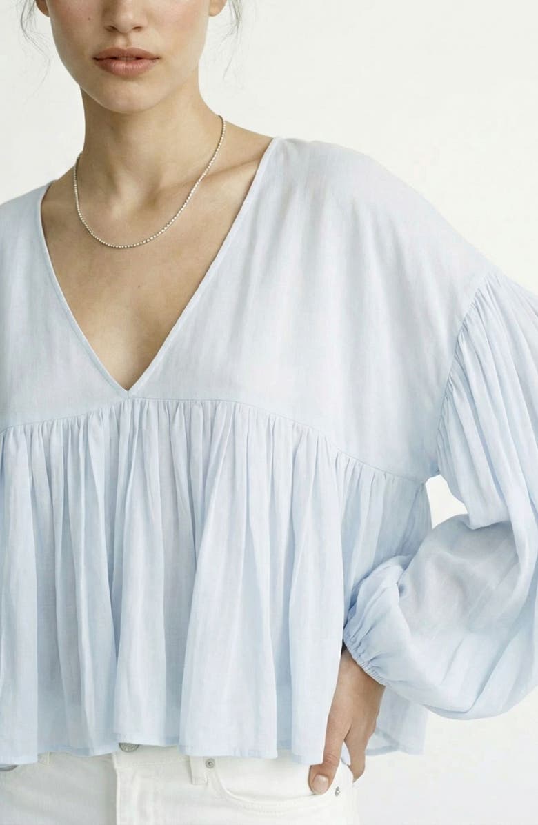 VERO MODA Katie Balloon Sleeve Baby Doll Top, Alternate, color, Skywriting