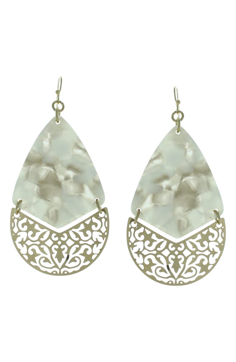 OLIVIA WELLES Quinn Filigree Drop Earrings, Main, color, Worn Gold / Gray
