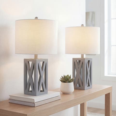 Stewart 21.5" Farmhouse Wood LED Table Lamp