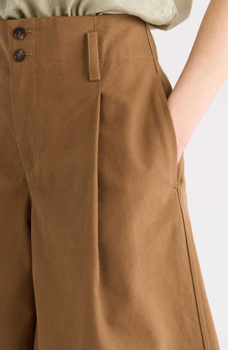 Chloé Garment Dye Organic Cotton Canvas Bermuda Shorts, Alternate, color, Mustard Brown
