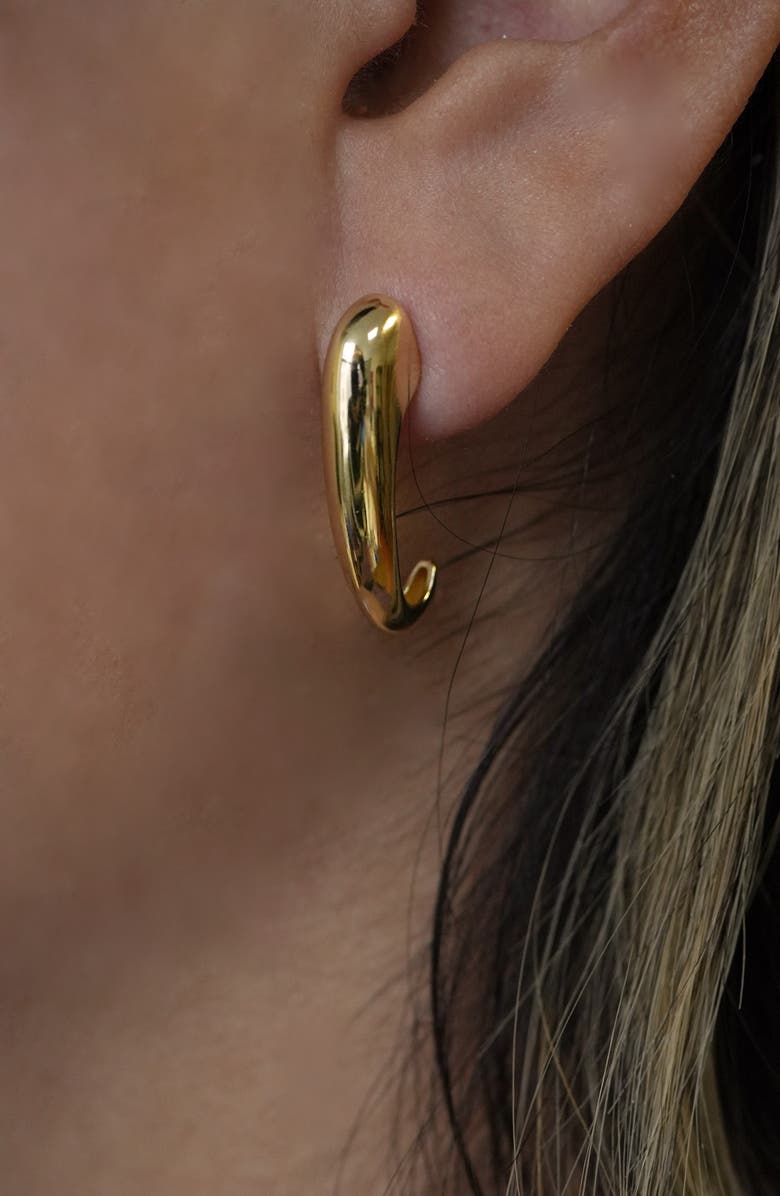 Argento Vivo Sterling Silver C Hoop Earrings, Alternate, color, Gold