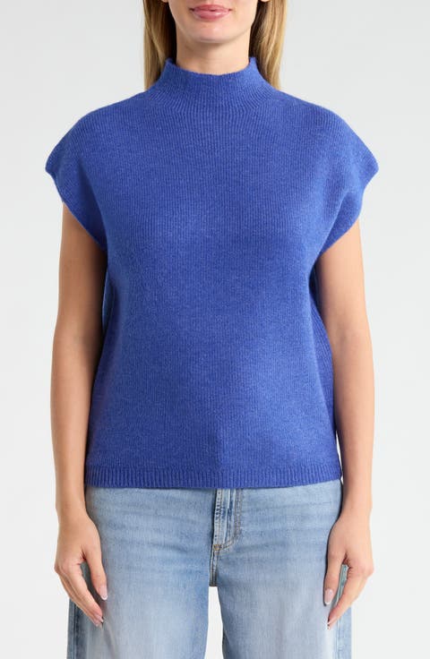 Cap Sleeve Mock Neck Sweater