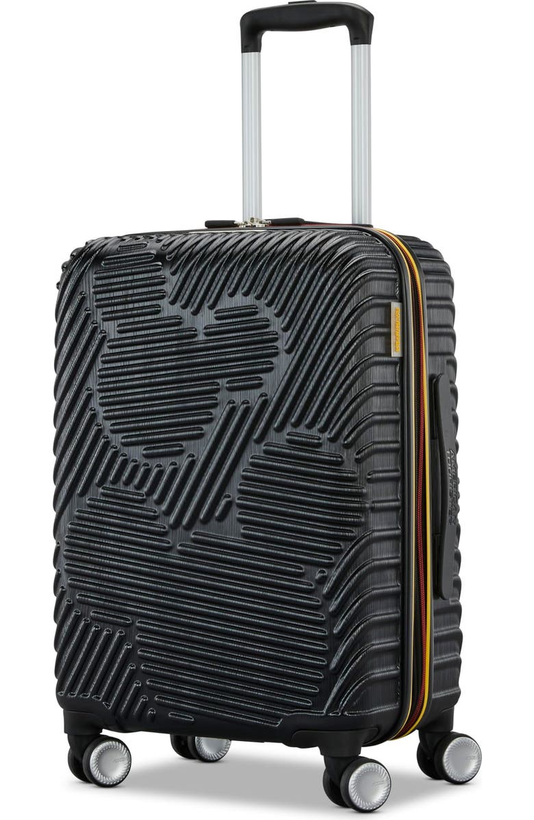 AMERICAN TOURISTER Disney Hardside Carry-On 21-Inch Luggage with Spinner Wheels, Main, color, Molded Mickey: Black