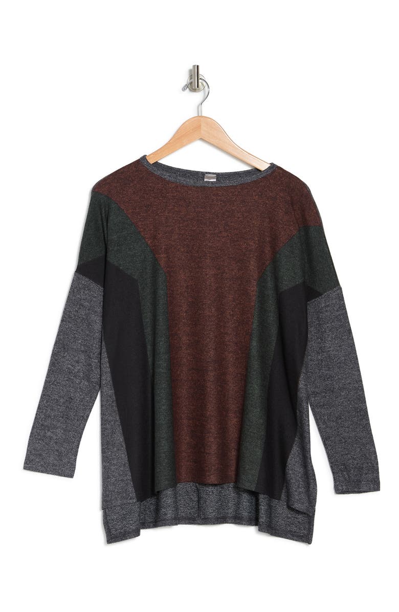 GO COUTURE Colorblock Top, Alternate, color, Black Print 1