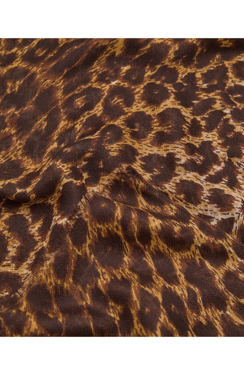 MANGO Leopard Print Scarf, Alternate, color, Brown
