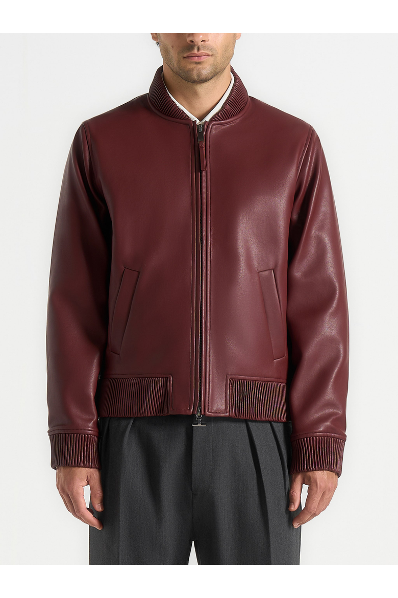 Arman Faux Leather Bomber, Alternate, color, Wine Red