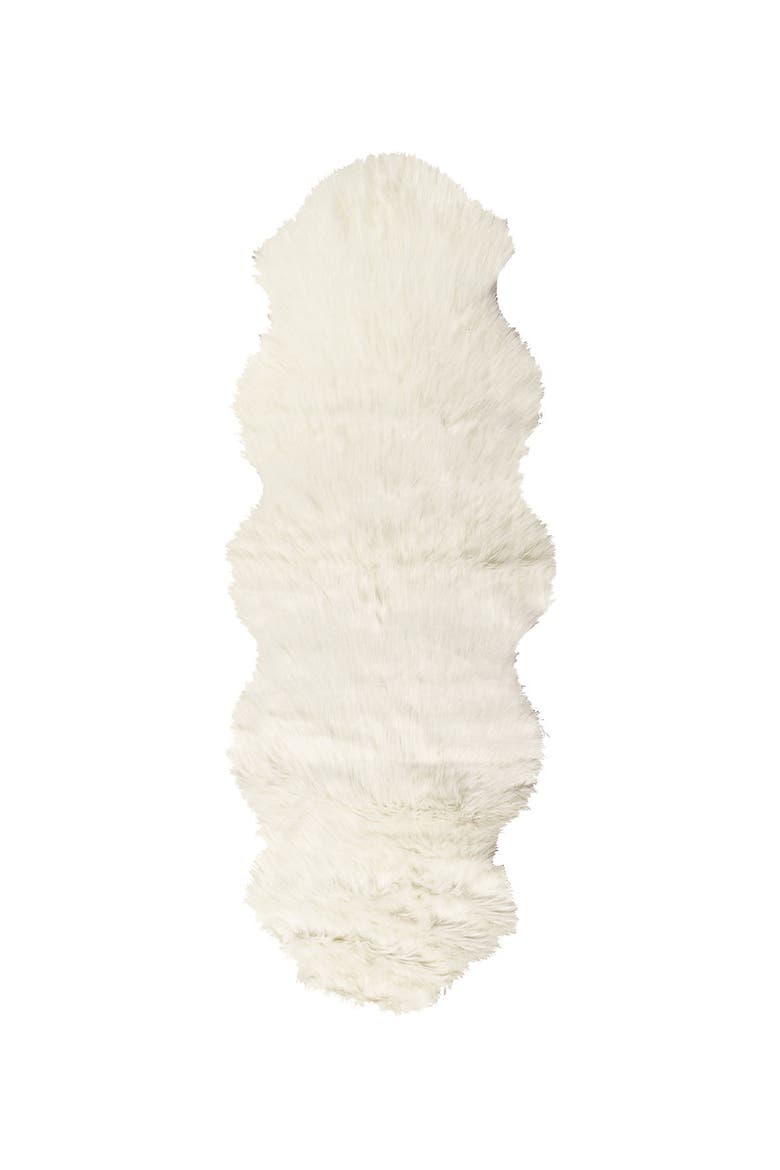 Gordon Faux Sheepskin Throw - 2' W x 6' L - Off White, Main, color, OFF WHITE
