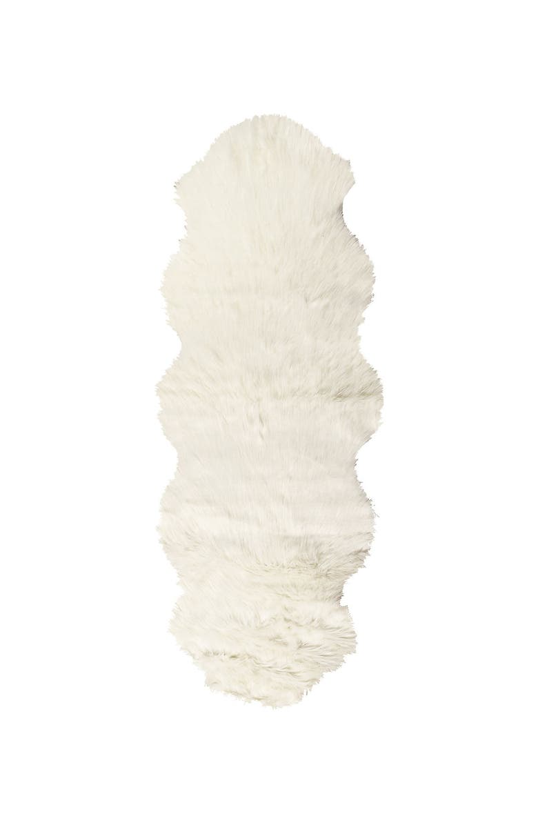 LUXE Gordon Faux Sheepskin Throw - 2' W x 6' L - Off White, Main, color, Off White