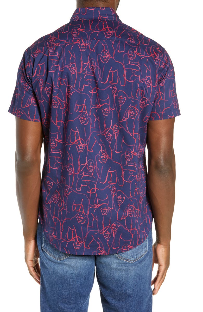 Bonobos Riviera Slim Fit Gorilla Print Sport Shirt, Alternate, color, 