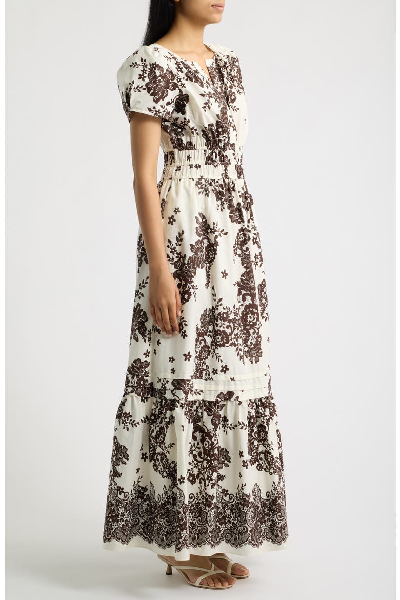 Puff Sleeve Cotton Maxi Dress, Alternate, color, EGRET