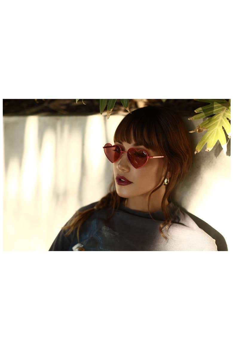 Australia 53mm Heart Breaker Heart-Shaped Sunglasses, Alternate, color, RED/ RED