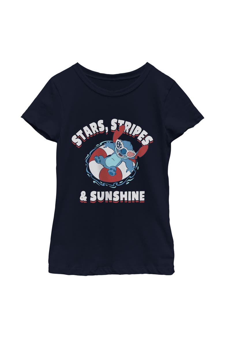 Girls' Stars Stripes and Sunshine T-Shirt, Main, color, Navy Blue