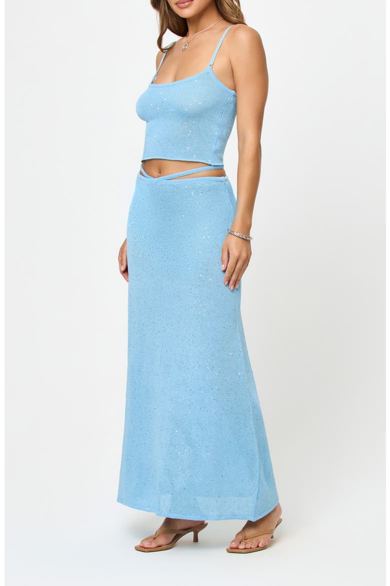 Last Light Sequin Cover-Up Maxi Sweater Skirt, Alternate, color, SKY BLUE