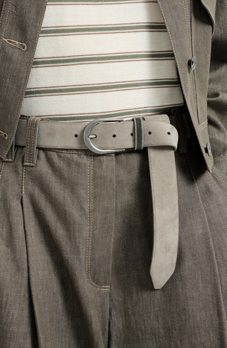 Brunello Cucinelli Suede belt, Alternate, color, Beige