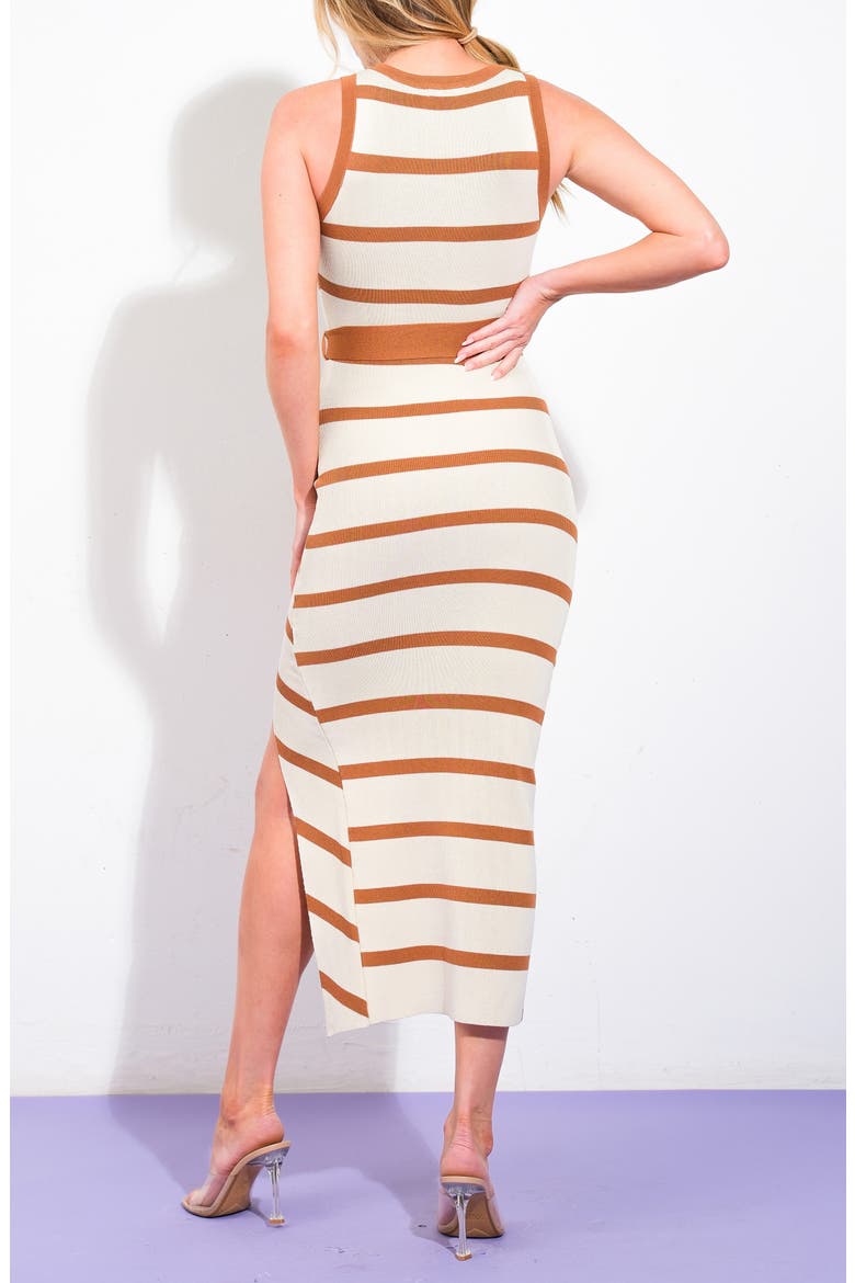 Striped Tie Waist Maxi Dress, Alternate, color, IVORY GOLDEN BROWN