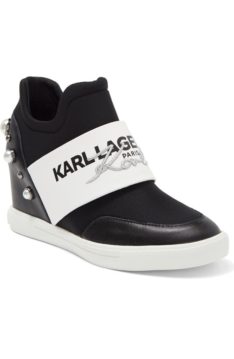 KARL LAGERFELD PARIS Charsi Wedge Sneaker, Main, color,
