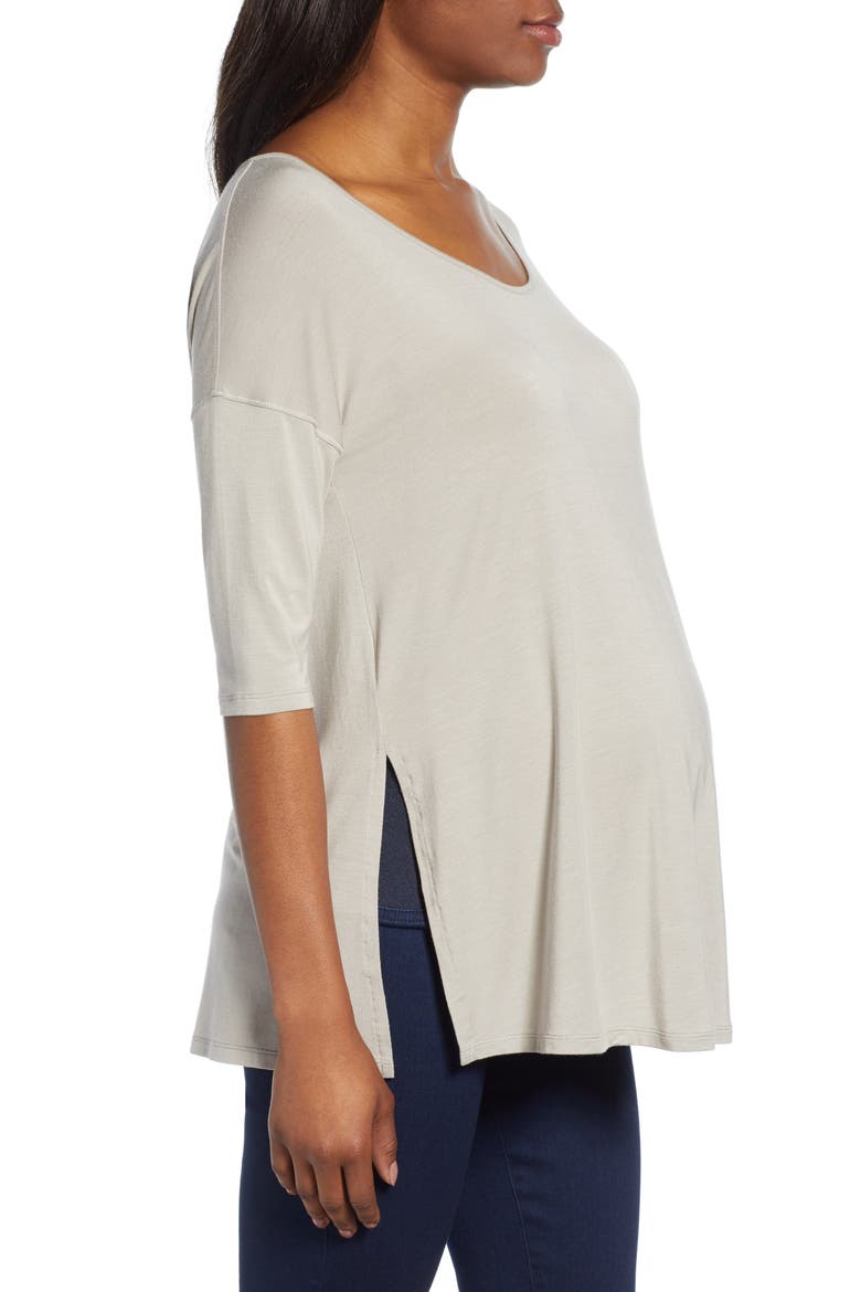 Maternity Yoga Top, Alternate, color, ASH GREY