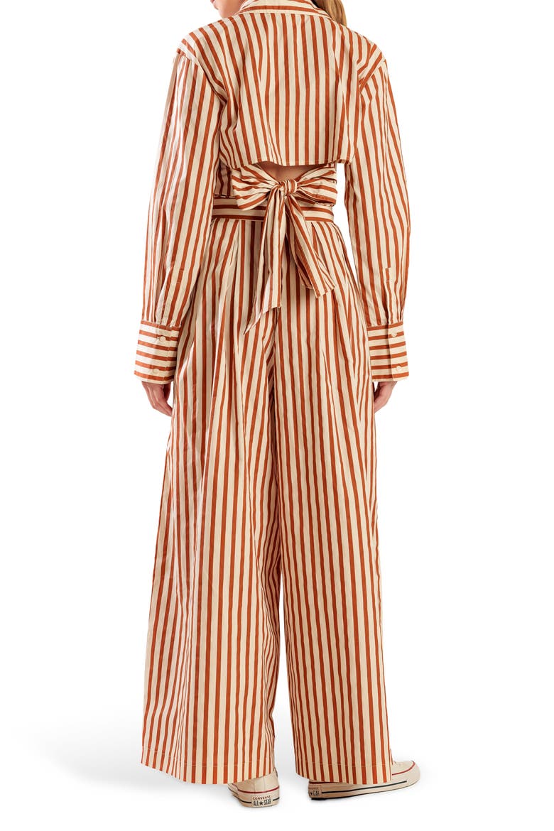 Striped High Waist Wide Leg Pants, Alternate, color, TAUPE/ RUST