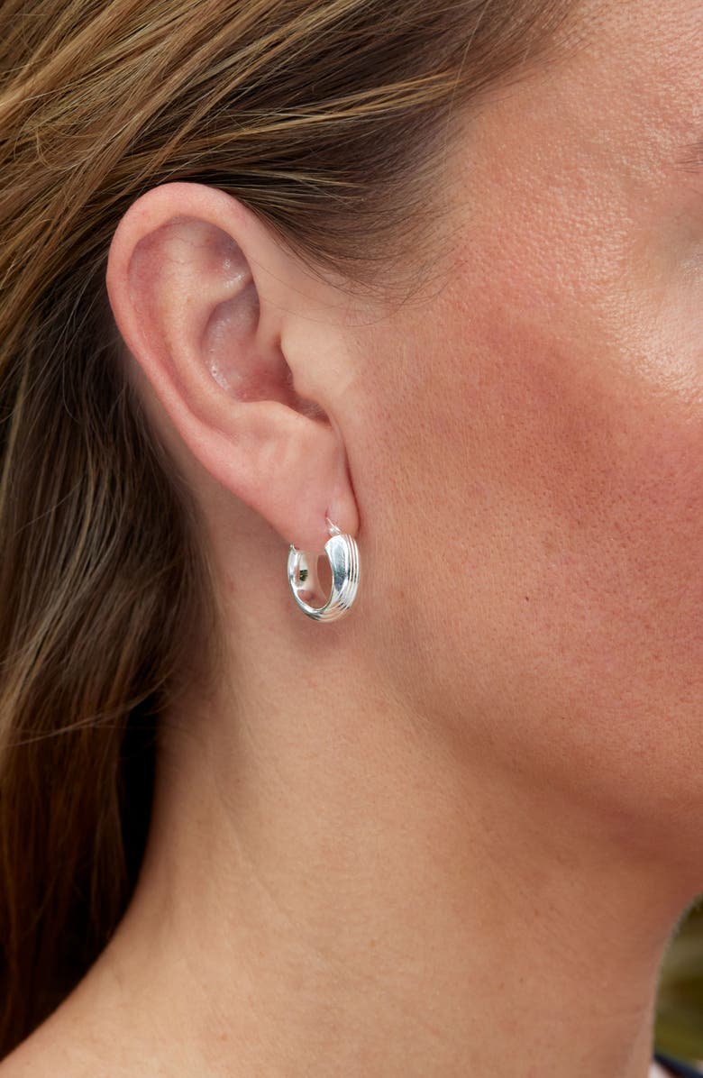 SAVVY CIE JEWELS Wide Twist Hoop Earrings, Alternate, color, White Gold Plate