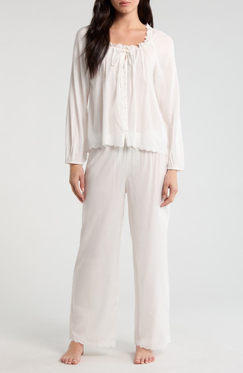Reformation Paloma Relaxed Fit Organic Cotton Blend Pajamas, Main, color, Ivory