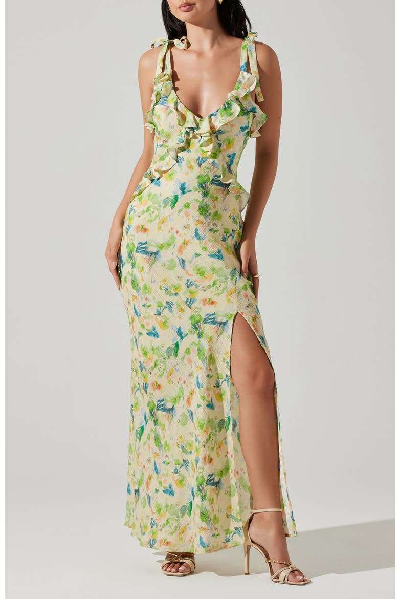 Sorbae Floral Print Sleeveless Dress, Main, color, YELLOW GREEN FLORAL