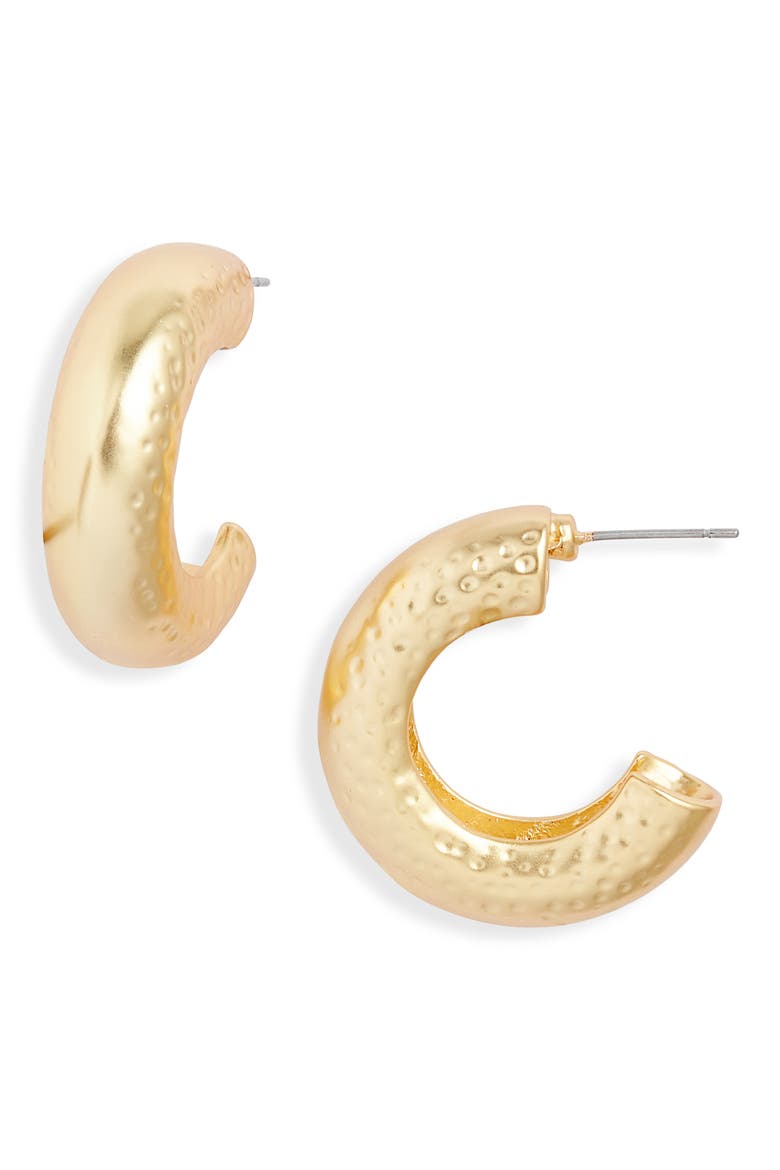 Small Bubble Hoop Earrings, Main, color, GOLD